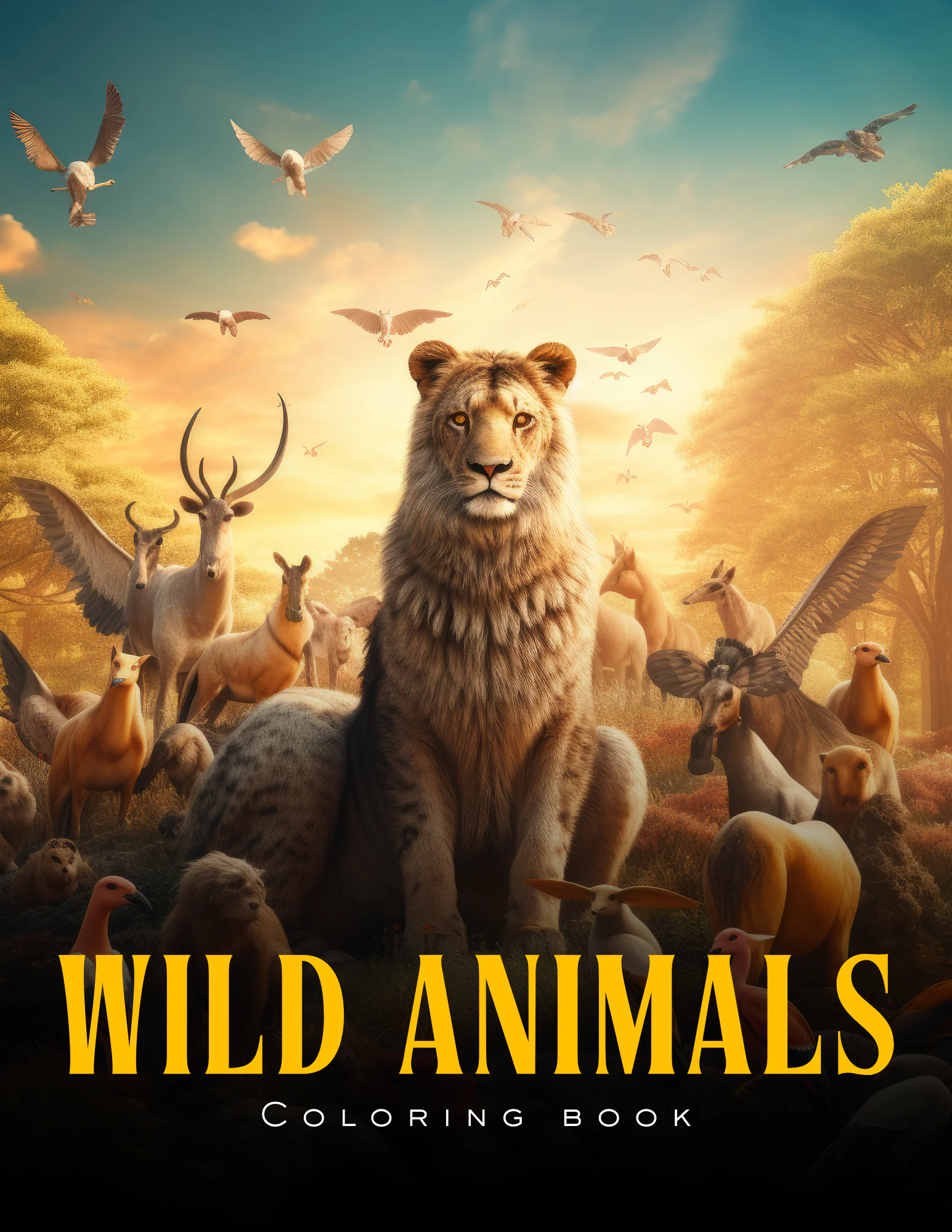 Mega Wild Animals Coloring Book for Kids